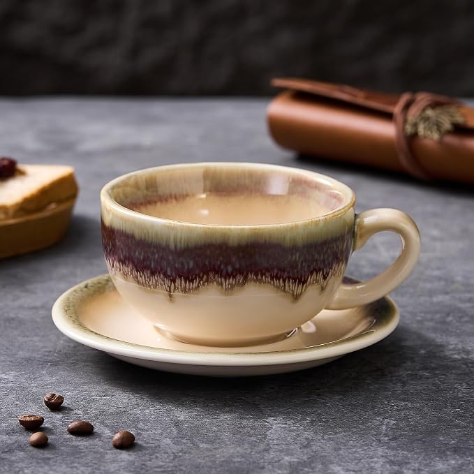 Coffeezone Vintage Design 12 oz Ceramic Latte Art Cappuccino Barista Cup - Image 2