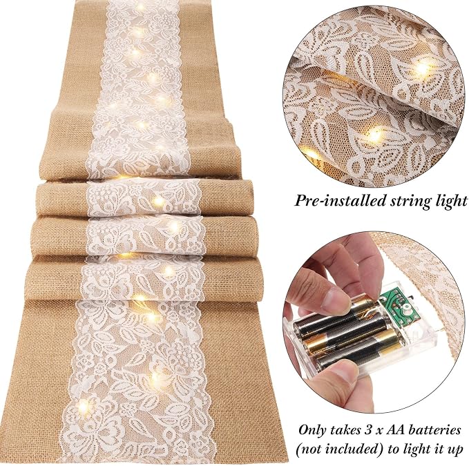 Xinnun 6 Pack Burlap Table Runner - Image 2