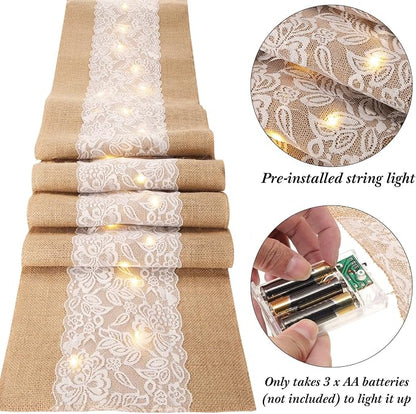 Xinnun 6 Pack Burlap Table Runner - Image 2