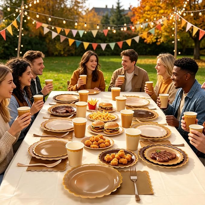 Brown Plates and Napkins Party Supplies - Image 6