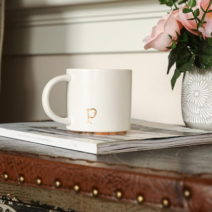 COLLECTIVE HOME Ceramic Coffee Mug, 15 oz Monogram Cup - Image 3