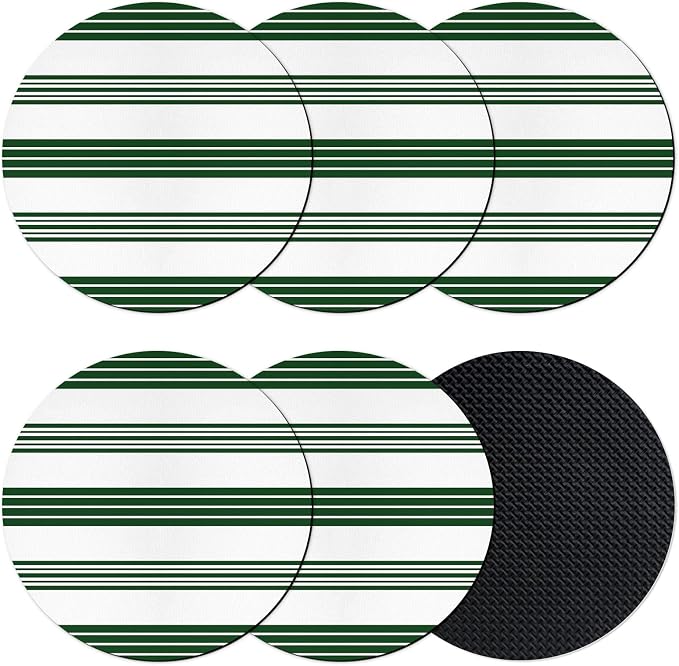 Black Striped Coasters Set of 6, Absorbent Coasters by Unknown