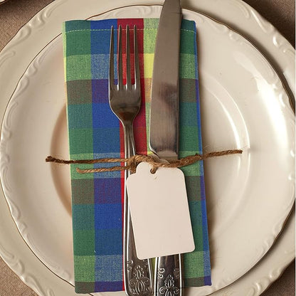 Urban Villa Cotton Dinner Napkins Set of 6, Highly Absorbent 20x20 Inches Premium Cloth Napkins Hotel Quality Reusable & Washable Table Dinner Napkins for Home & Weddings - Multi Prismatic, Checks