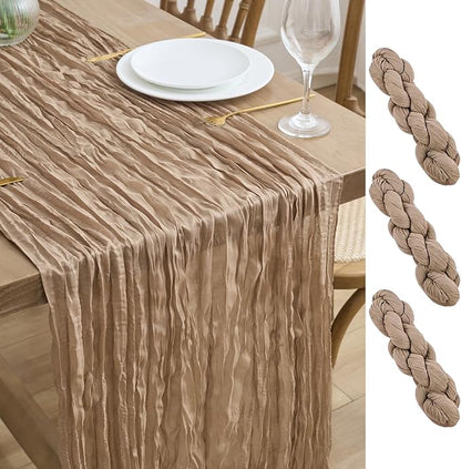 Asee'm 3pcs Cheesecloth Table Runner 120 Inches Long Nude Boho Gauze Cheese by Aseem