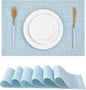Leetaltree Soft Sky Blue Woven Placemats Set of 6 by Leetaltree-ArtatEveryTable