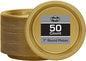 Gold Solid Color Premium Heavy Weight Plastic Appetizer Plate 50 Count by HannaKSignature