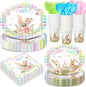350 Pcs Easter Plates Set Bunny Birthday Decorations by Pajean