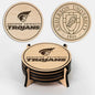 LazerEdge Anderson Trojans Wooden Coaster Set - Maple Wood - Officially Licensed Product - 4-Pack