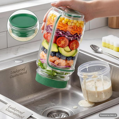 35oz Side Opening Mason Salad Jar | 1000ml Leakproof Portable Salad Container - Image 3