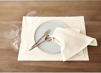 Solino Home Linen Ivory Placemats Set of 4-100% Pure Linen Placemats 14 x 19 Inch for Spring, Easter - Fete
