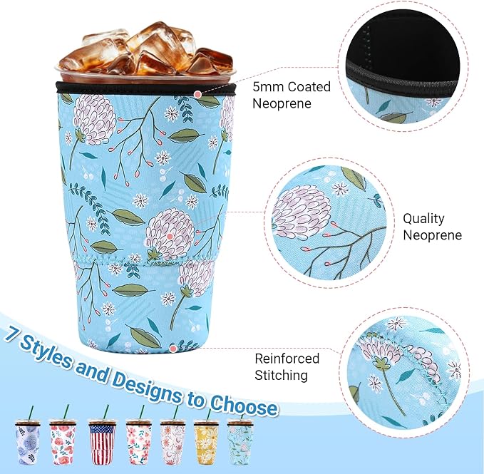 Cobetech Iced Coffee Sleeve Reusable, 3 Pack Neoprene Coffee Cup Sleeves - Image 4