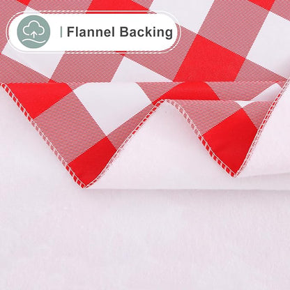 misaya Rectangle Waterproof Vinyl Table Cloth, Buffalo Flannel Backed Tablecloth, Wipeable Plastic Table Cover for Valentine's Day, Dinner, Kitchen, Outdoor (54" x 78", Red and White)