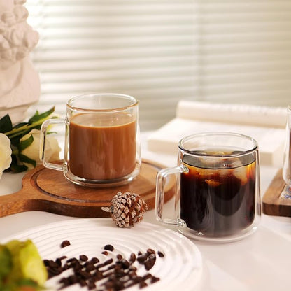 CNGLASS 15oz Double Walled Glass Coffee Mugs, Large Insulated Glass Mugs - Image 6