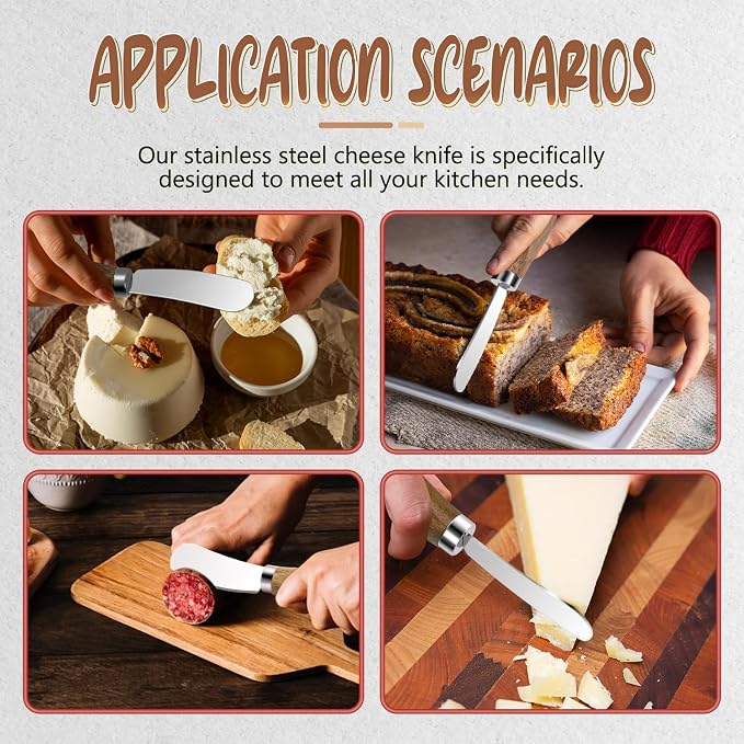 Butter Knife Spreader, Cheese Spreader Knives Set of 4, Stainless Steel Butter - Image 4