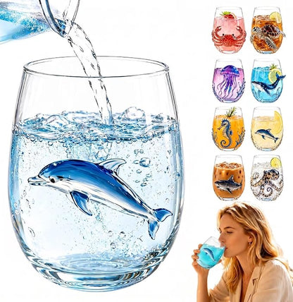 Jumping Dolphin 3D Animal Artisan Glassware, Novelty Bar Tumbler | Handcrafted by Unknown