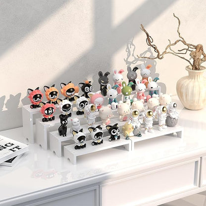 4 Set Large White Wooden Tiered Riser Display Stands for Vendor Events,Stackable Wooden Cupcake Stand,Farmhouse Decor Wood Dessert Table Display Set,Vendor Booth Display Items,Food Display Risers for Party（12-11.2-10.4-9.6IN）