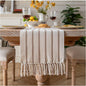 Caflife Boho Table Runner 72 Inchs Long Taupe and Beige, Cotton and Linen Woven by Caflife