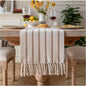 Caflife Boho Table Runner 90 Inchs Long Taupe and Beige, Cotton and Linen Woven by Caflife