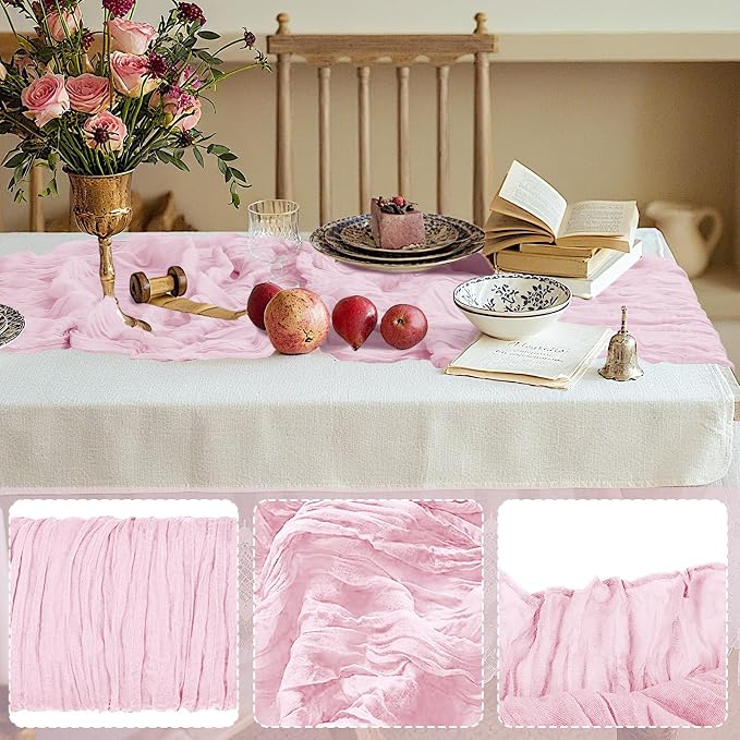 2 Pack Cheesecloth Table Runner 10Ft Christmas Gauze Boho Table Runners - Image 3