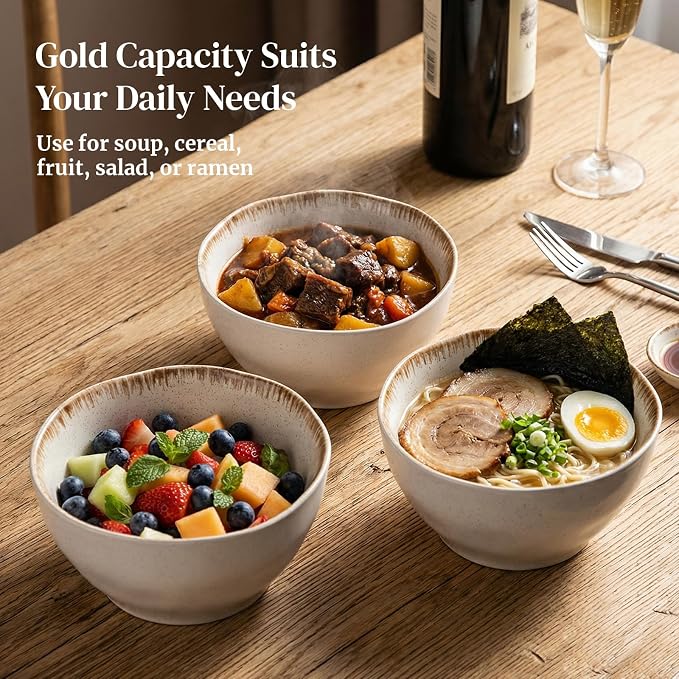 DOWAN 30 OZ Soup Bowls, Large Cereal & Salad Bowl Set of 4, Deep Bowl - Image 4