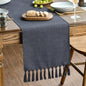 Artoid Mode Graphite Grey Tassel Table Runner, Linen Blend Rustic Farmhouse by ArtoidMode