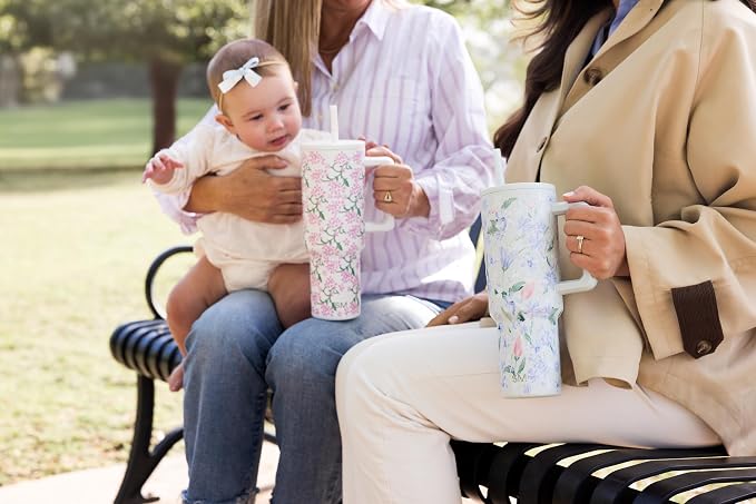 Simple Modern Tumbler with Handle and Straw | 40oz | Floral | Trek Tumbler - Image 3