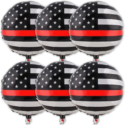 Thin Red Line Balloons-6 Pack-18 Inch-Firefighter EMT Mylar-Havercamp | Set of by Havercamp