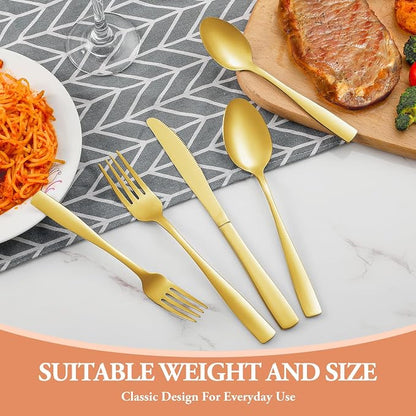 40 Pcs Gold Silverware Set, Stainless Steel Flatware Set - Image 7