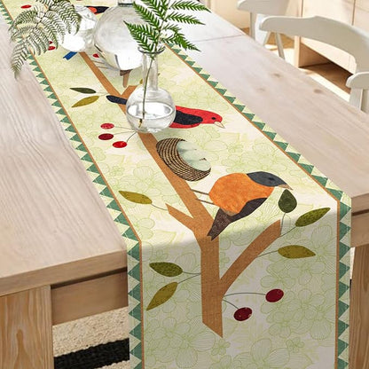 Seliem Summer Birds Tree Branches Table Runner, Cardinal Home Kitchen | Dining - Image 4
