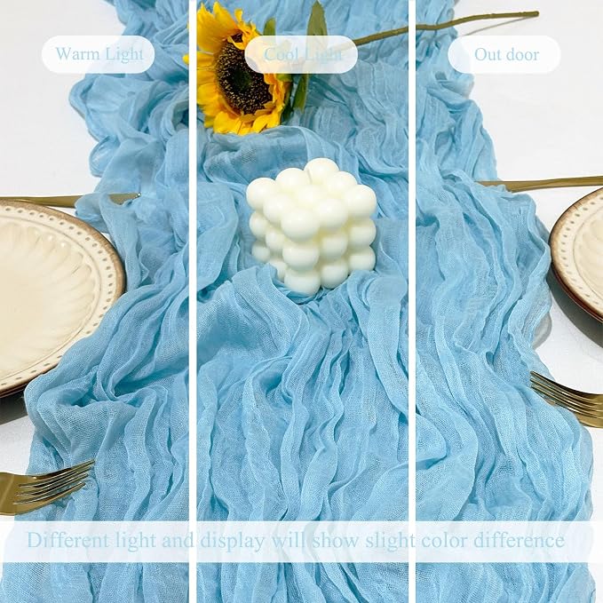 6Pack Baby Blue Cheesecloth Table Runner 17x108 inch Baby Blue Table Runner | - Image 5