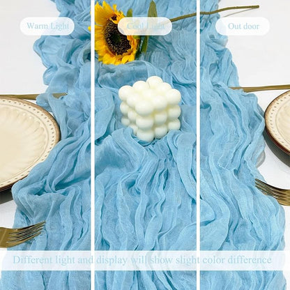 6Pack Baby Blue Cheesecloth Table Runner 17x108 inch Baby Blue Table Runner | - Image 5