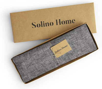 Solino Home Linen Placemats Set of 4-100% Pure Linen Chambray Black Cloth Placemats 14 x 19 Inch for Winter - Athena
