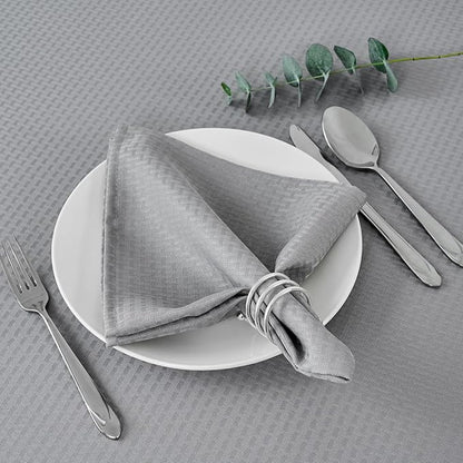 maxmill Cloth Napkins Weaved Texture Pattern Soft Comfortable and Luxury Serviette for Restaurant Family Dinners Weddings Parties and Banquets Set of 4 Pieces, 20 x 20 Inch Light Grey