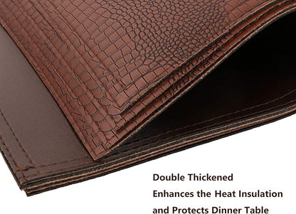 Set of 8 Faux Leather Placemats, PU Table Mats, Waterproof, Stain Resistant, Heat Resistant, Non-Slip Easy to Clean for Kitchen Dining Table, Conference Table, Brown