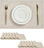 Leetaltree Beige White Placemats Set of 12 - Heat Resistant Non-Slip Place mats for Dining Table, Washable Durable PVC Vinyl Woven Table Mats(Beige White, 12)