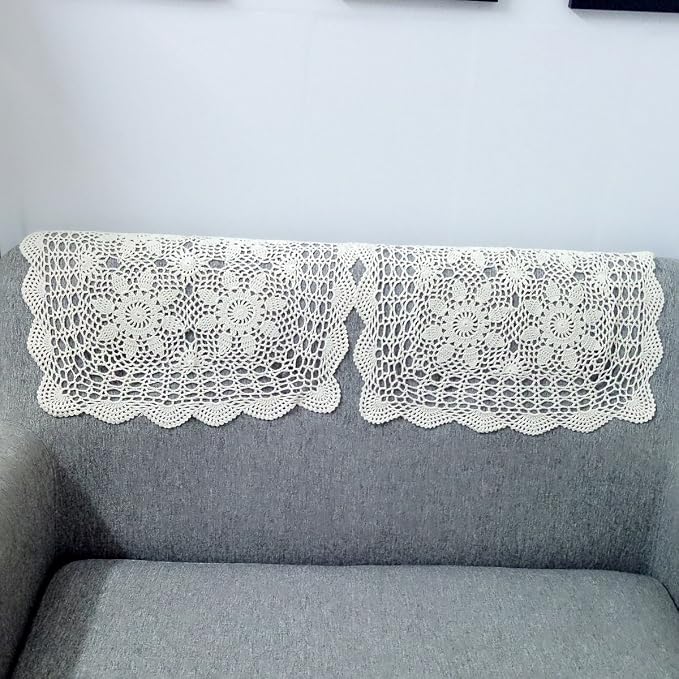 Cotton Handmade Crochet lace Table Runners Square Tablecloth Doilies Doily - Image 6