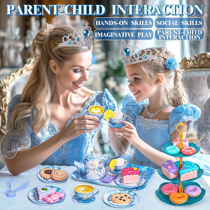 Hohosunlar Kids Tea Party Set for Little Girls Toddlers 3 4 5 6 7 8 | Princess - Image 4