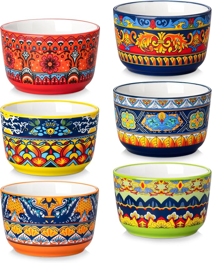 vancasso Ramekins 6 oz Oven Safe, Bohemian Style Creme Brulee Ramekin Set of 6 by vancasso