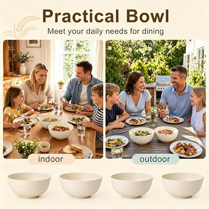 Large Salad Bowls 60oz, Unbreakable Wheat Straw Bowls Sets of 8, Meal Prep Bowls - Image 7