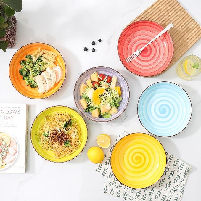 KitchenTour Pasta Bowls, Ceramic Salad Bowls Serving Bowl Set 26 oz, 8 Inch - Image 7