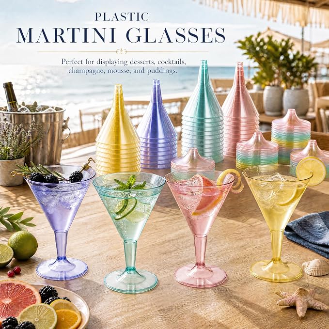 Liacere 24 Pack Colored Plastic Cocktail Glasses - Image 7