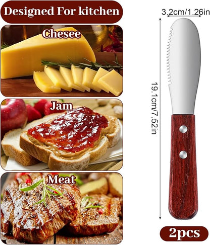 Ouligay 2 Pcs Butter Knife Spreader, Cheese Spreader Knife, Stainless Steel - Image 2