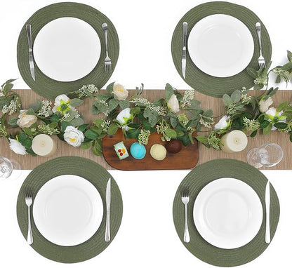 SHACOS Round Placemats Set of 4 Washable 15 inch Round Table Mats Cotton - Image 7