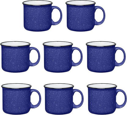 Set of 8 Ceramic Campfire Mugs – 15 Oz, Cobalt Blue – Coffee & Tea Cups by GiftsbyDesign