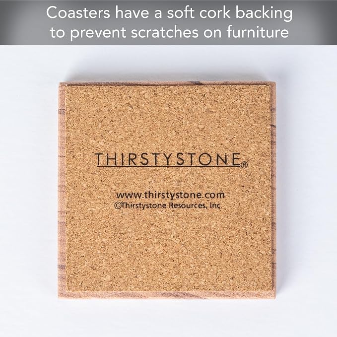 Thirstystone Sandstone Cinnabar Coasters | Protective Cork Backing, Eco-Friendly - Image 5
