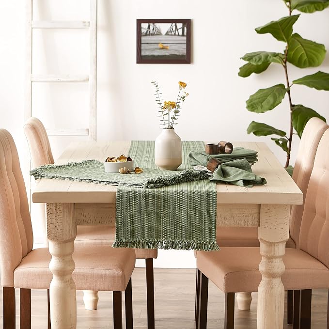 DII Variegated Tabletop Collection, Table Runner, Artichoke Green - Image 5
