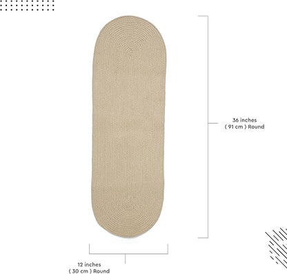 Encasa XO Table Runner, Handmade Ribbed Cotton 12"x36" | Beige, Heat & Scratch - Image 5