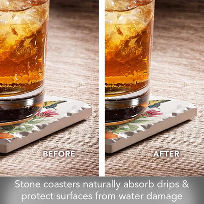 Thirstystone Zinnias & Butterflies 4 Pack Tumbled Tile Stone Coasters | 4" - Image 3