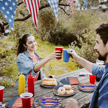 100 Pcs American Flag Party Supplies Set, Serves 25 – Disposable Patriotic - Image 7