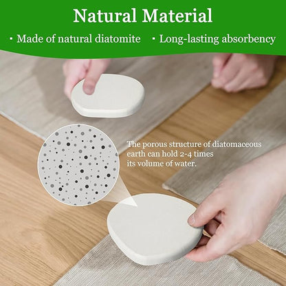 Diatomaceous Earth Coasters Set of 2 for Drinks, Moisture Water Absorbent Stone Coasters for Table Desk at Work, Water Absorbing Instant Drying Diatomite, Modern White